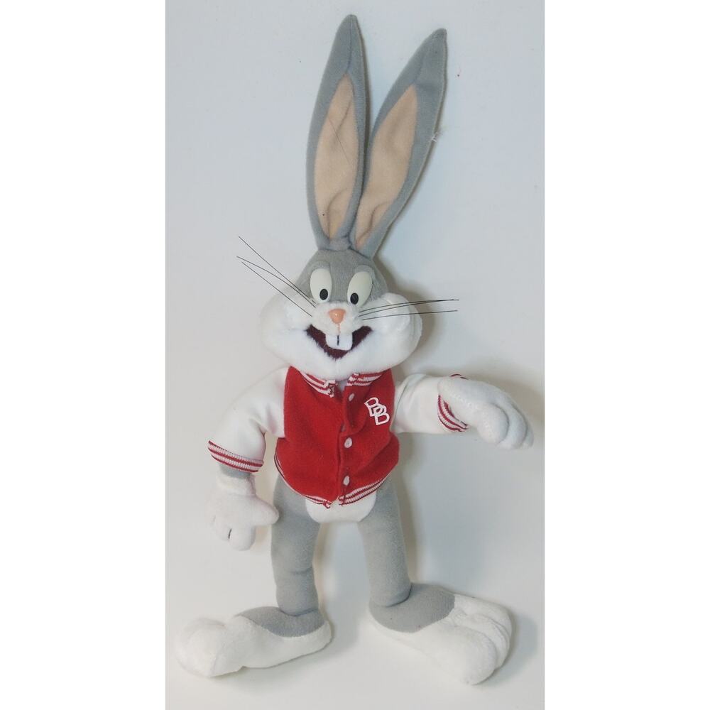 Vintage Bugs Bunny Plush Varsity Jacket Stuffed Animal Looney Tunes 1994 Tyco